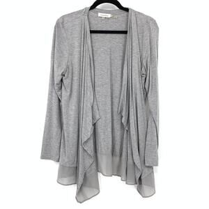 Calvin Klein Open Waterfront Front Cardigan Sweater Womens Size M Heather Gray
